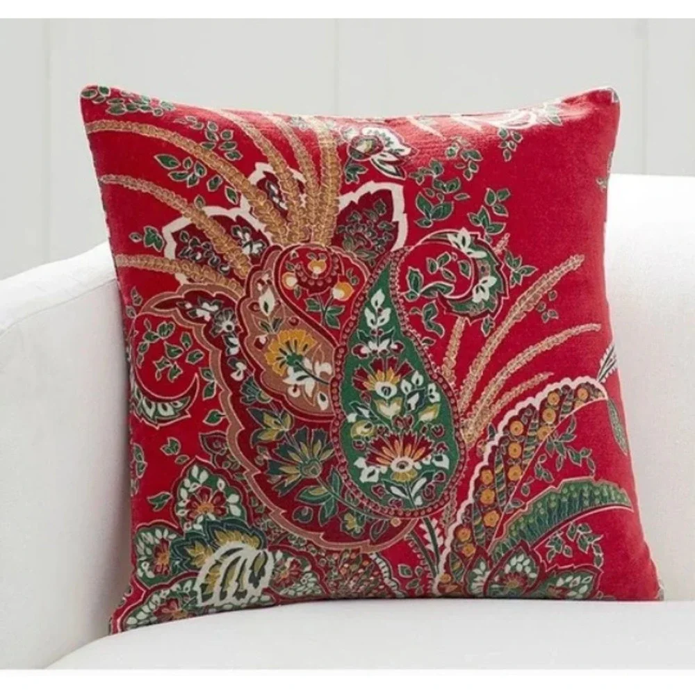 Pottery Barn Adela Paisley Velvet Pillow Cover Throw Accent 18